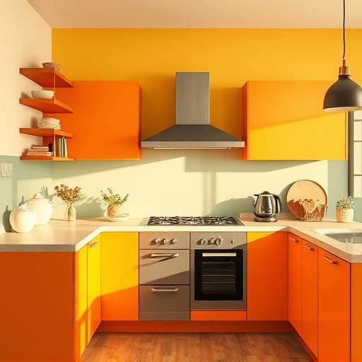 A kitchen with contrasting colors for easy visibility for people with visual impairments.
