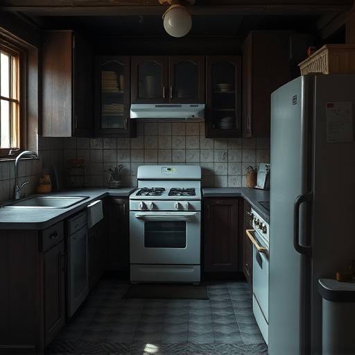 Before: A dark kitchen with old, inefficient appliances